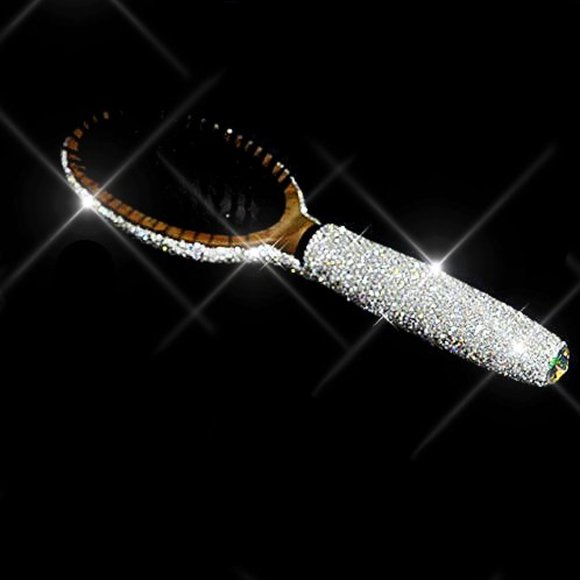 NWT Sparkling Bling Swarovski Rhinestone Crystal Hair Brush + FREE Gift! - Picture 3 of 15